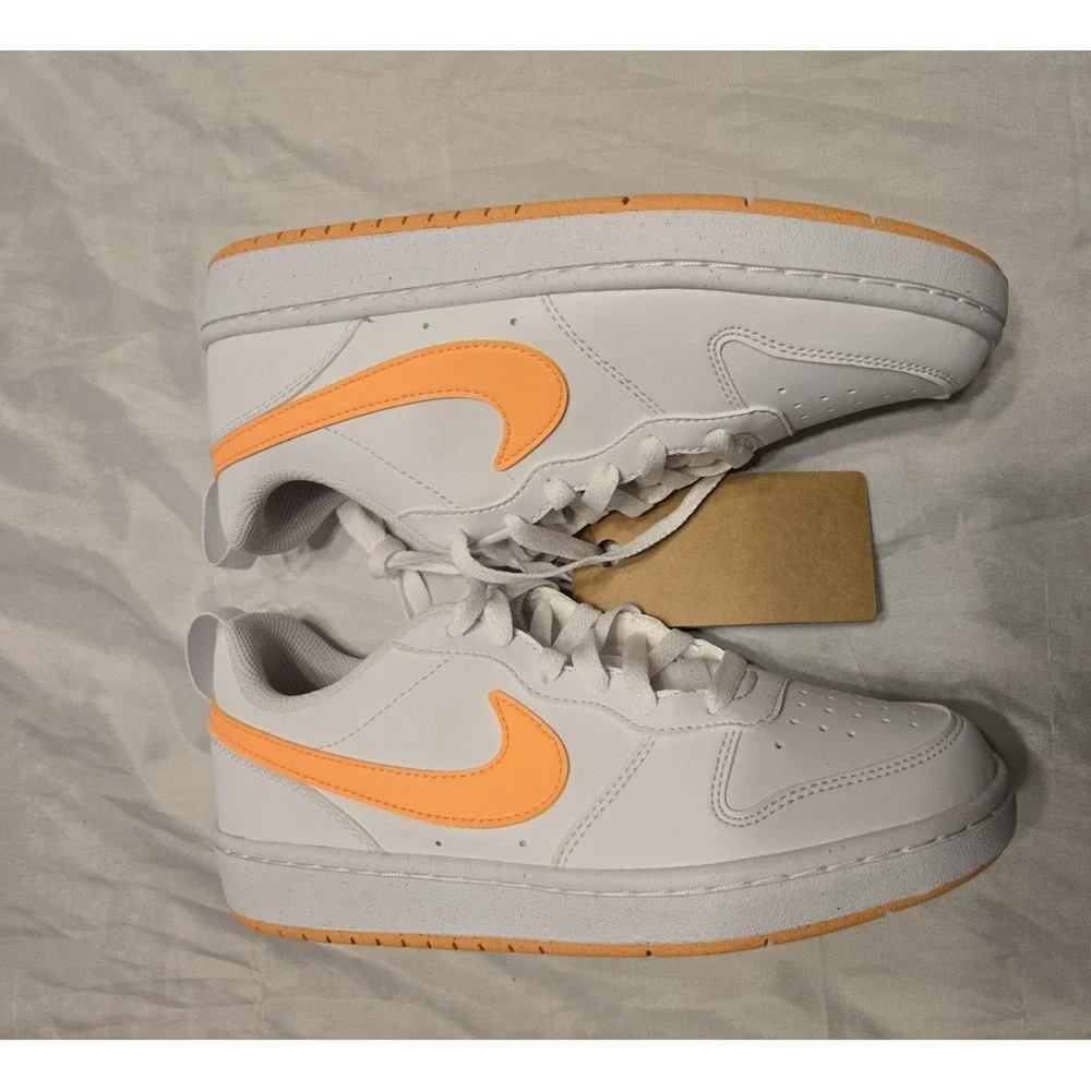 Nike Court Borough Low Recraft 5.5Y Orange/White‎ Sneakers Shoes NEW Hot Colors!
